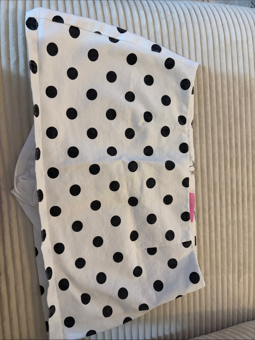 Edikted White Skirt with Black Polka Dots